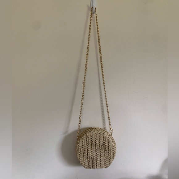 Haute Hippie Raffia Woven purse with chain | Raffia Woven Crossbody | Straw Bag - Picture 2 of 9